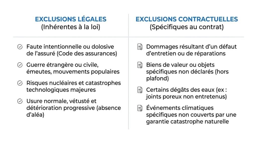 différence exclusions légales contractuelles assurance habitation RC