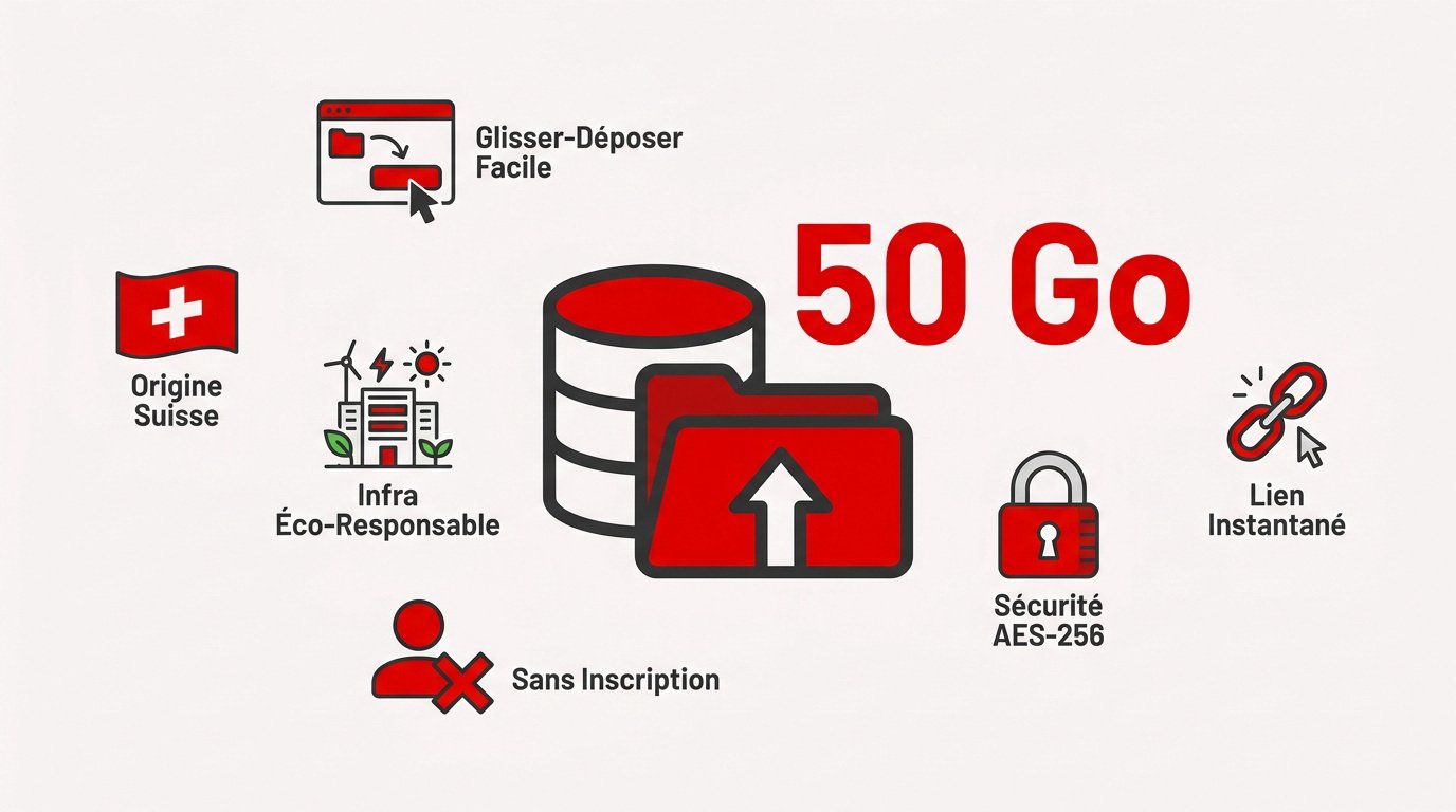 Interface de transfert de fichiers SwissTransfer par Infomaniak