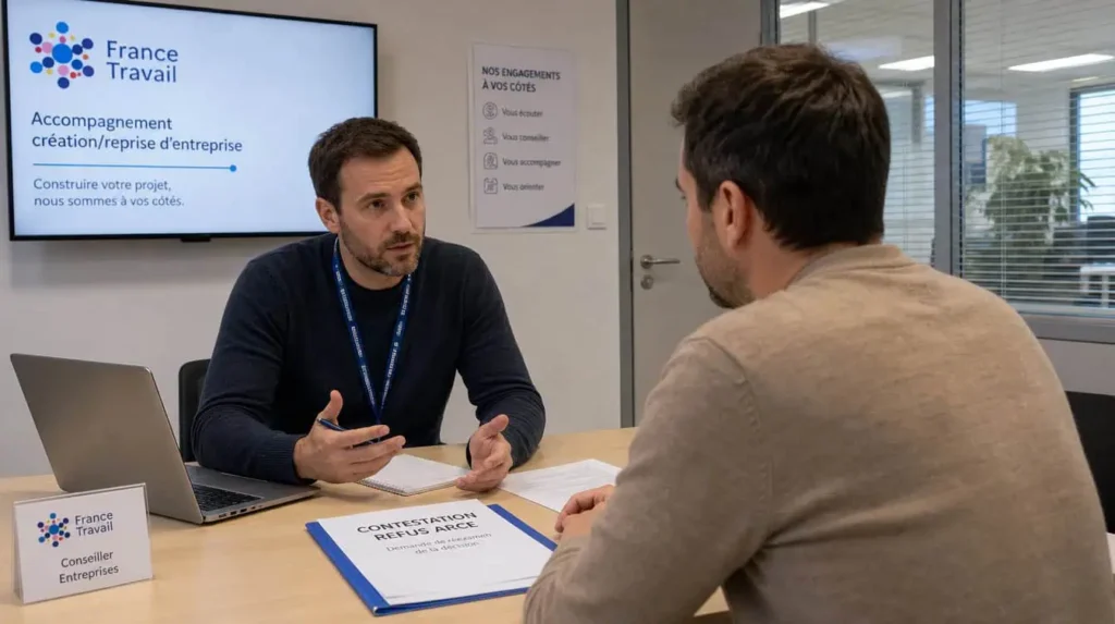 contester refus ARCE recours France Travail médiateur