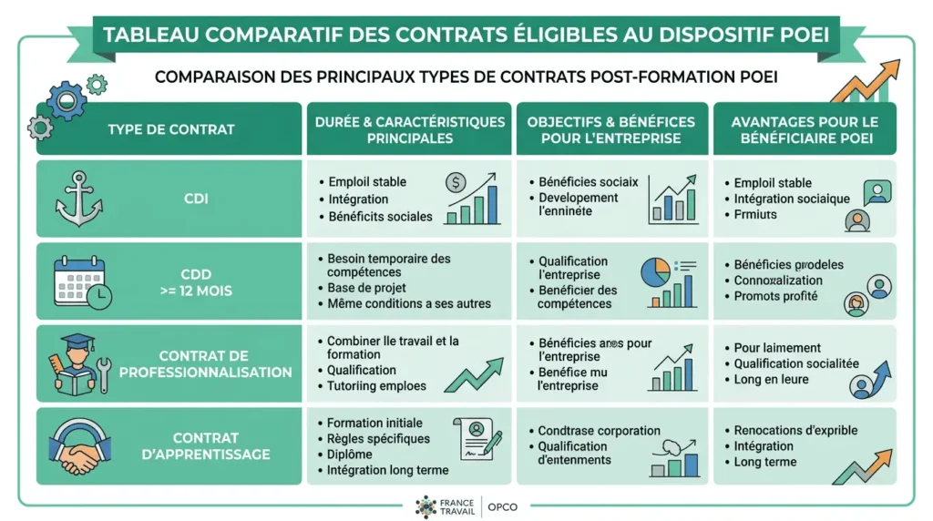 contrats de travail éligibles POEI CDI CDD contrat de professionnalisation_1