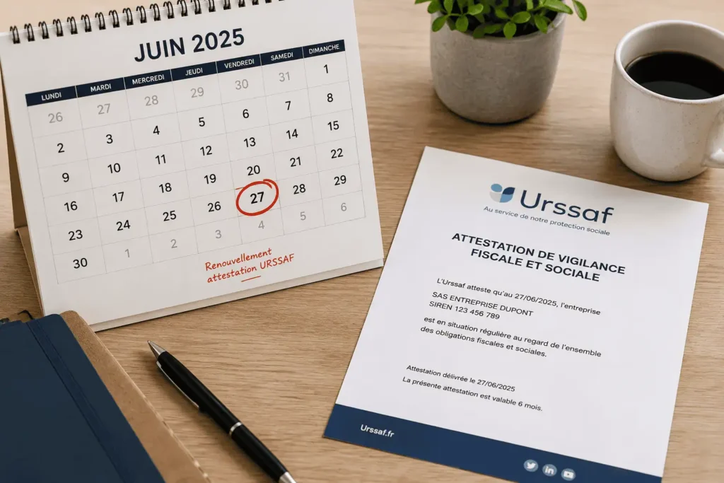 Renouvellement attestation de vigilance tous les 6 mois durée validité