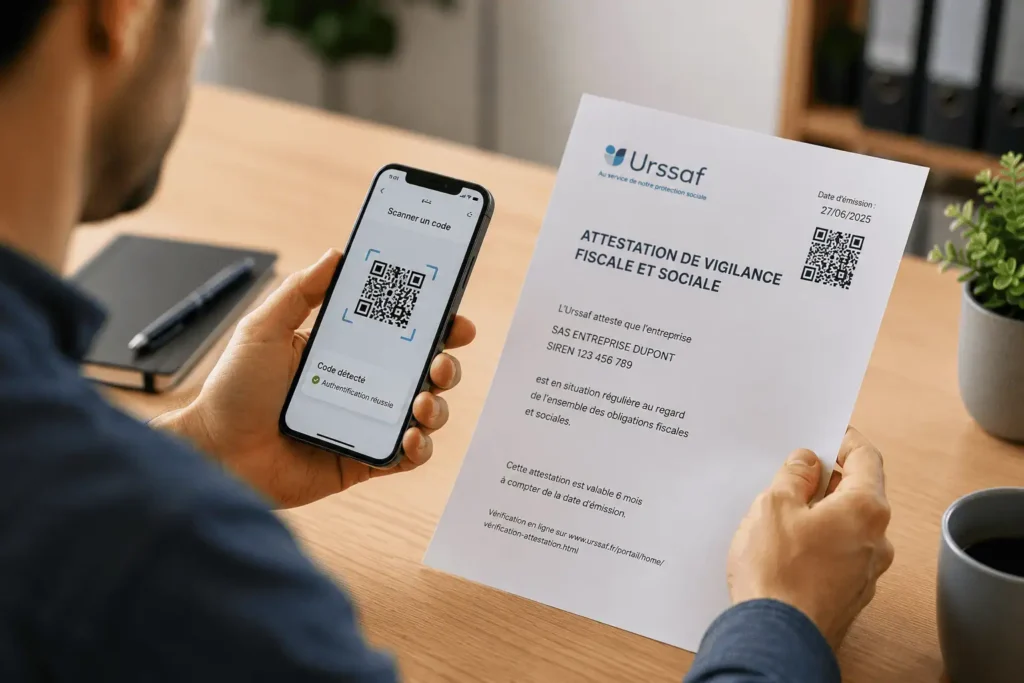Vérification authenticité attestation de vigilance code sécurité URSSAF en ligne