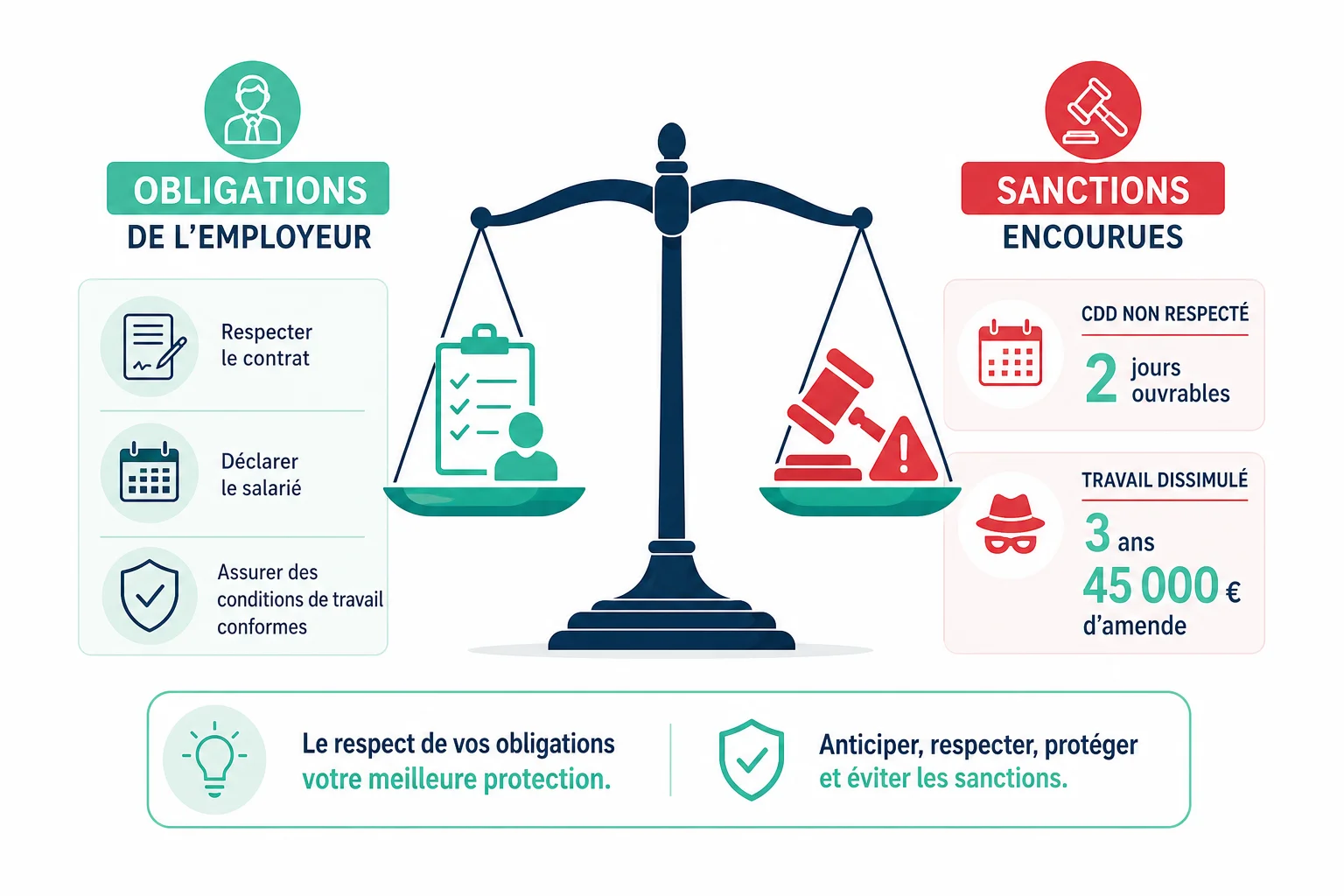 sanctions employeur je travaille depuis 15 jours sans contrat