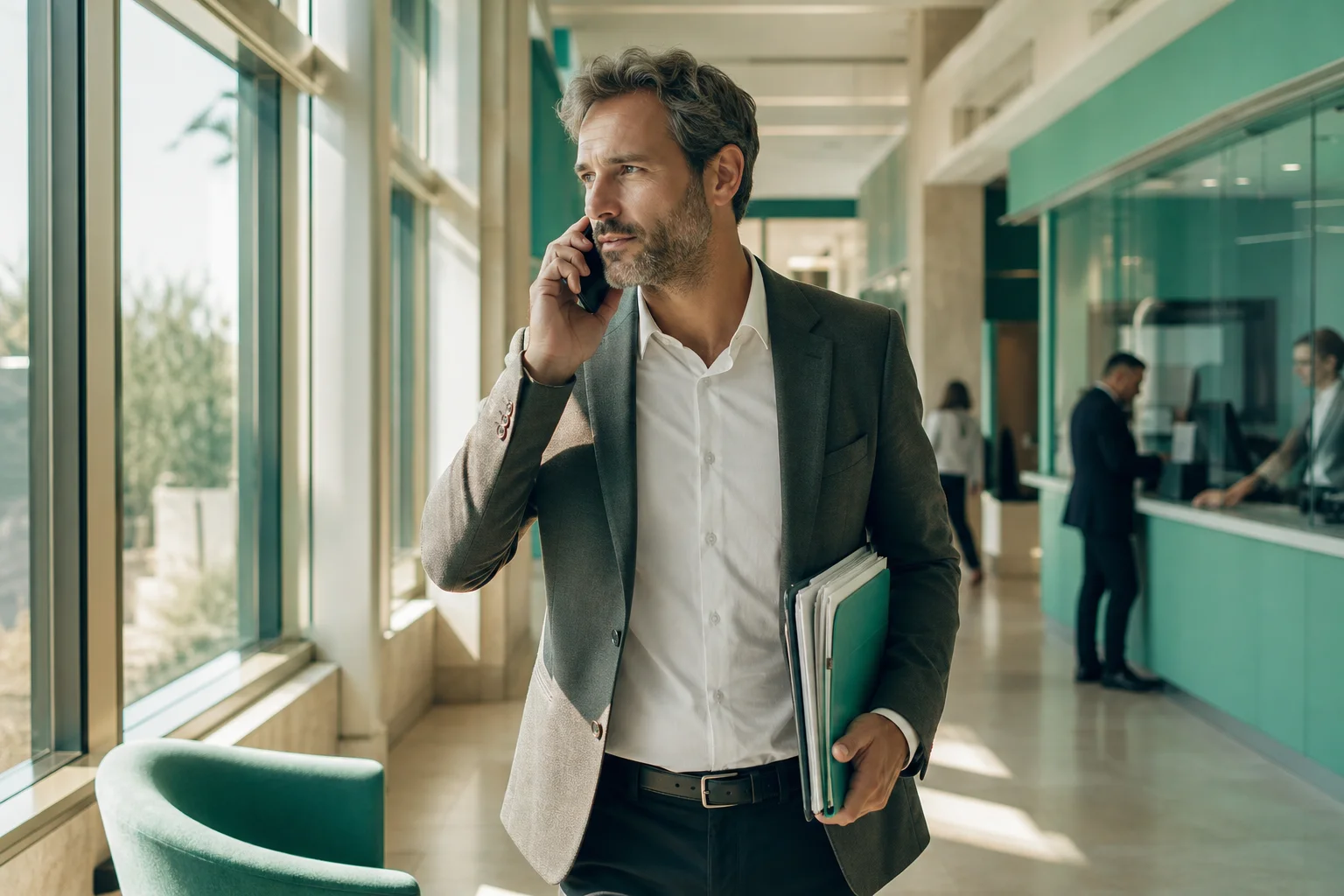 Client au téléphone pour débloquer un chèque bloqué pour vérification